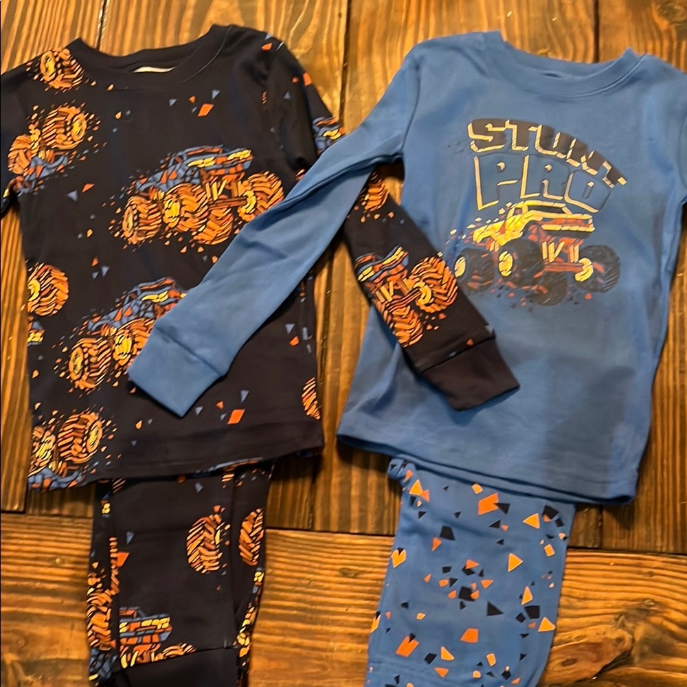 Monster Truck Kids Pajamas Set - Blue and Black
